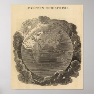 Östra Hemisphere Karta av Goodrich Poster