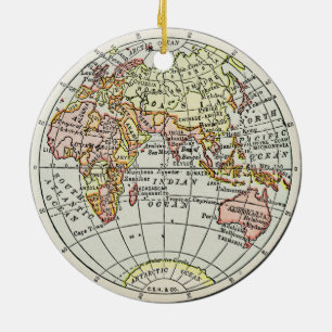 Östra Hemisphere Karta Globe Travel Art Julgransprydnad Keramik