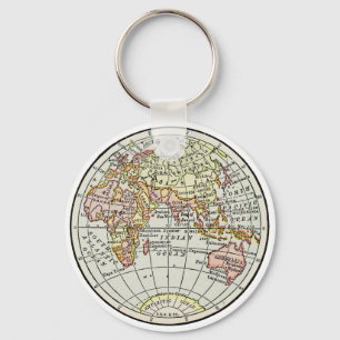 Östra Hemisphere Karta Globe Travel Art Nyckelring