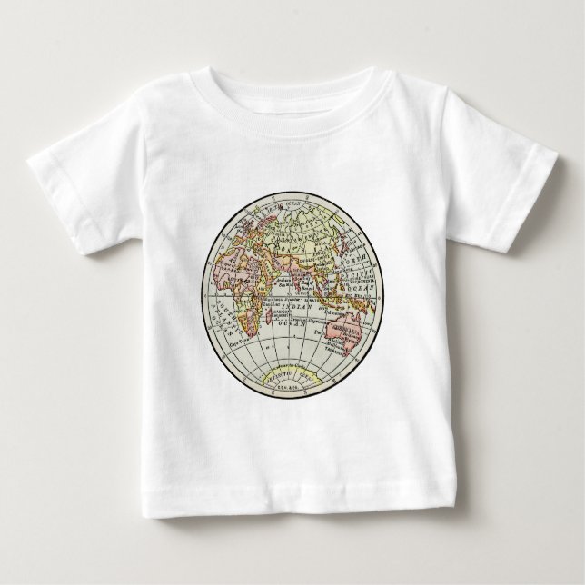 Östra Hemisphere Karta Globe Travel Art Tee (Framsida)