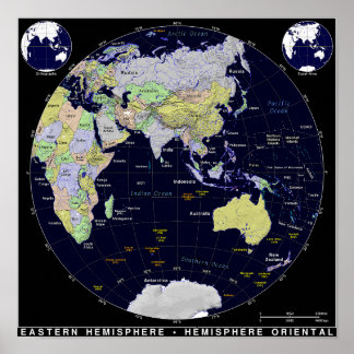 Östra Hemisphere Karta Poster