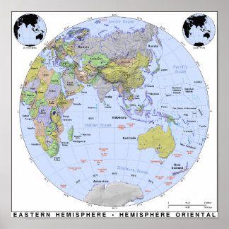 Östra Hemisphere Karta Poster