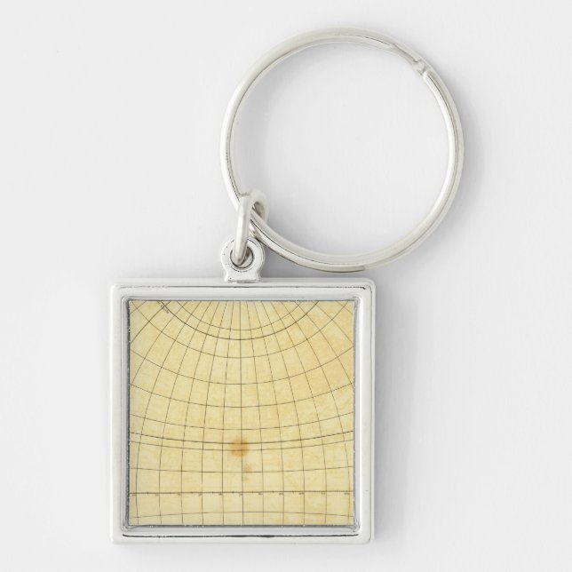 Östra Hemisphere-kontur Fyrkantig Silverfärgad Nyckelring (Framsidan)