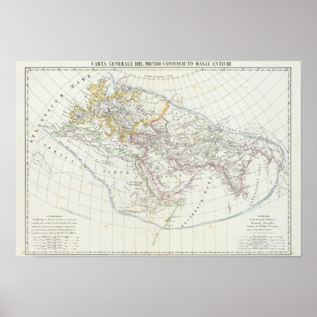 Östra Hemisphere World Lithographed Karta Poster (Framsidan)