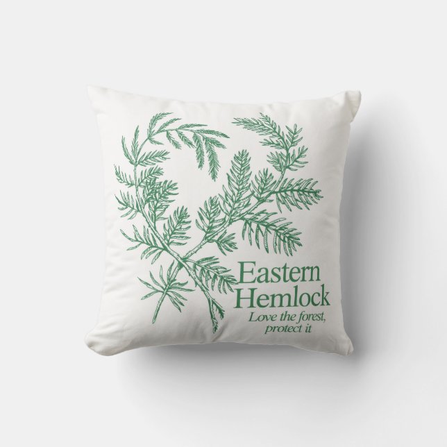 Östra Hemlock Kasta Pude - Älska Skogen Kudde (Framsida)
