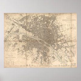Östra i Paris Karta (1834) Poster