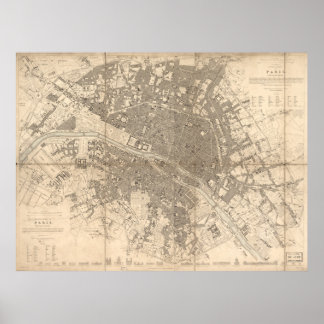 Östra i Paris Karta (1834) Poster