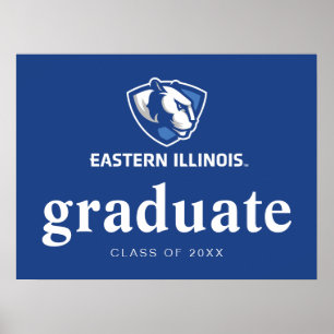 Östra Illinois Panthers Head and Wordmark Logotyp Poster