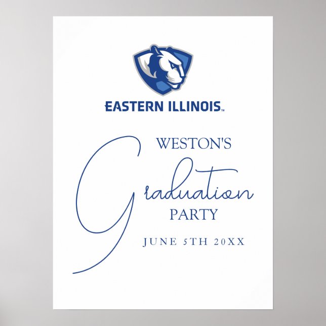 Östra Illinois Panthers Head and Wordmark Logotyp Poster (Framsidan)