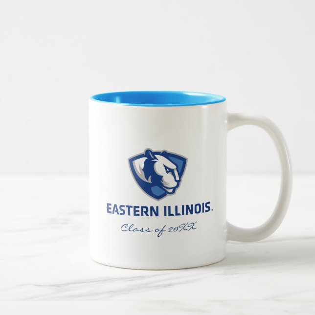 Östra Illinois Panthers Head and Wordmark Logotyp Två-Tonad Mugg (Höger)