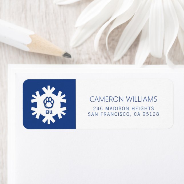 Östra Illinois Panthers Paw Print & EIU Returadress Etikett (Insitu)