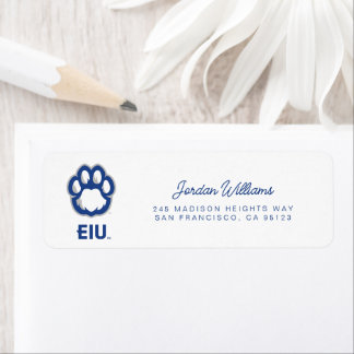 Östra Illinois Panthers Paw Print & EIU Returadress Etikett