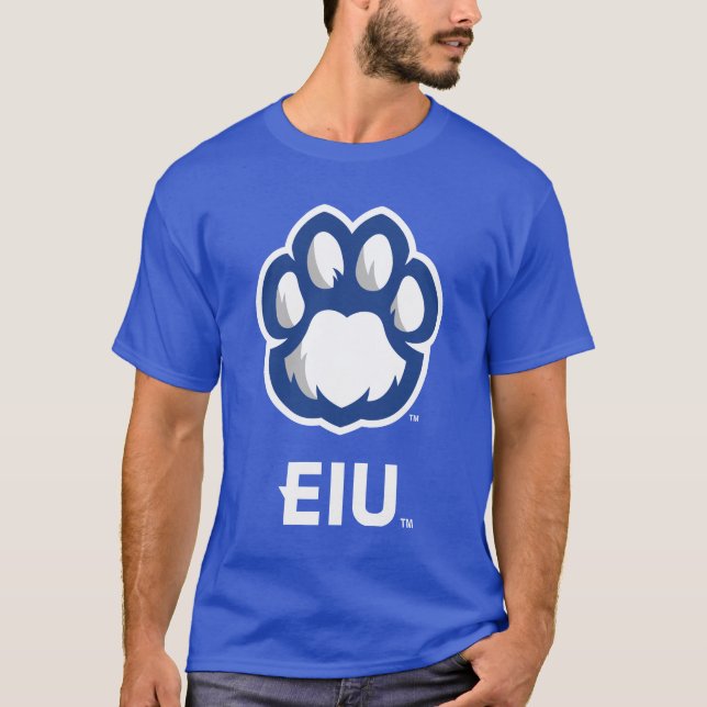 Östra Illinois Panthers Paw Print & EIU T Shirt (Framsida)