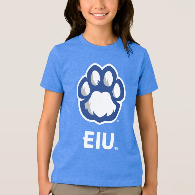 Östra Illinois Panthers Paw Print & EIU T Shirt (Framsida)