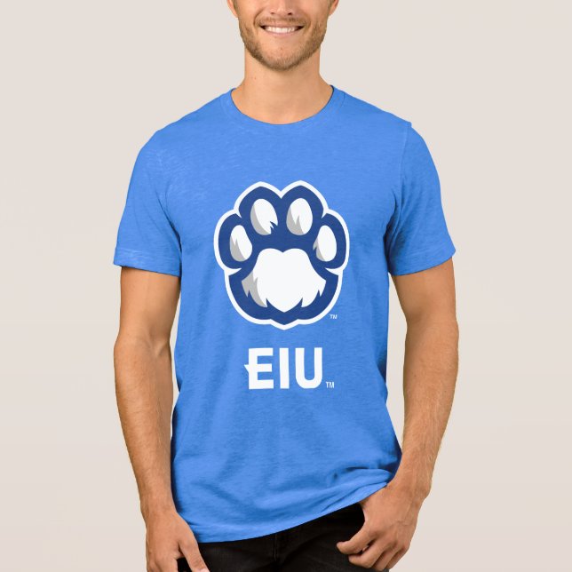 Östra Illinois Panthers Paw Print & EIU T Shirt (Framsida)