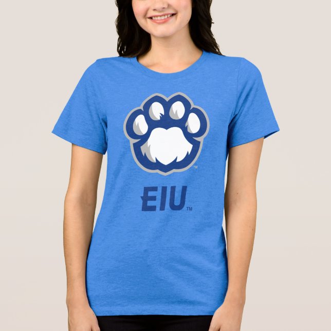 Östra Illinois Panthers Paw Print & EIU T Shirt (Framsida)