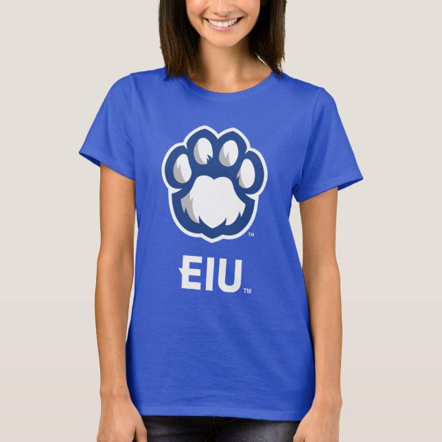 Östra Illinois Panthers Paw Print & EIU T Shirt (Framsida)