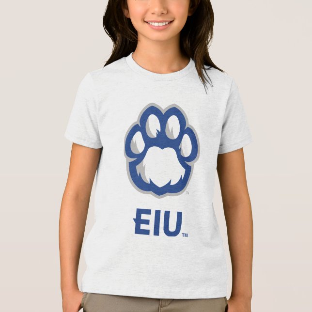 Östra Illinois Panthers Paw Print & EIU T Shirt (Framsida)