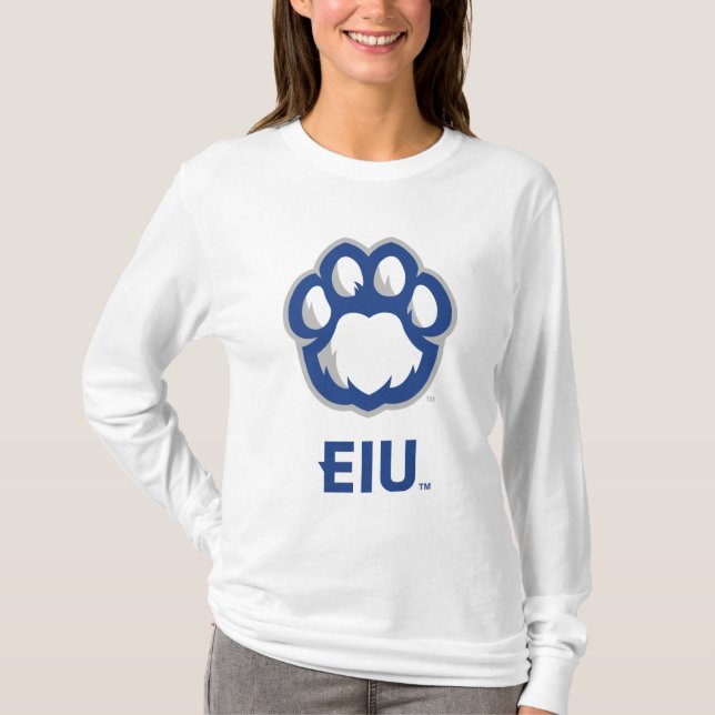 Östra Illinois Panthers Paw Print & EIU T Shirt (Framsida)