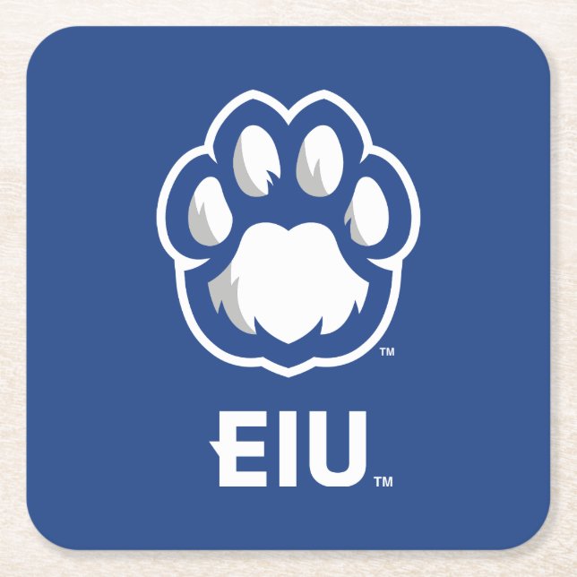 Östra Illinois Panthers Paw Print & EIU Underlägg Papper Kvadrat (Framsidan)