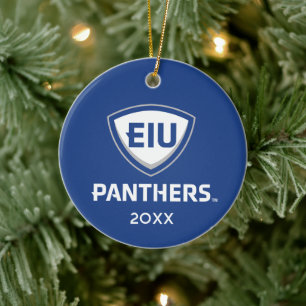 Östra Illinois Panthers Shield & Wordmark Logotyp Julgransprydnad Keramik
