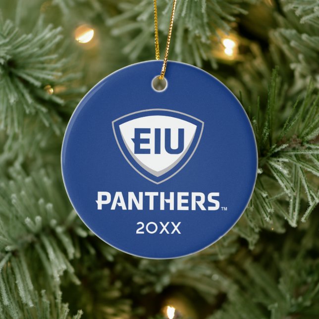 Östra Illinois Panthers Shield & Wordmark Logotyp Julgransprydnad Keramik (Träd)