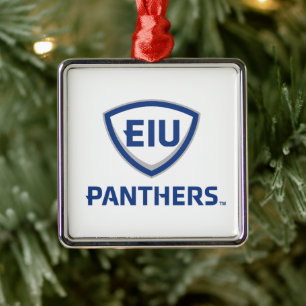 Östra Illinois Panthers Shield & Wordmark Logotyp Julgransprydnad Metall