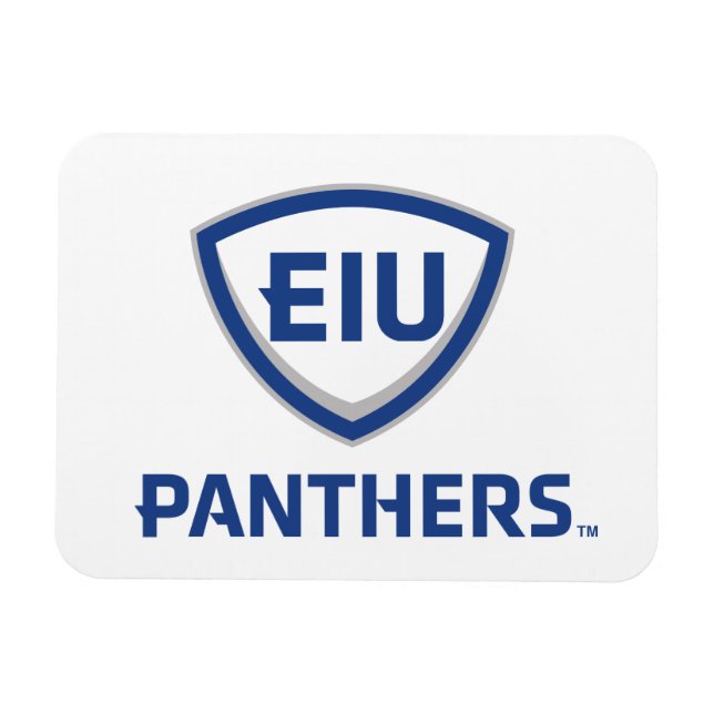 Östra Illinois Panthers Shield & Wordmark Logotyp Magnet (Horisontell)