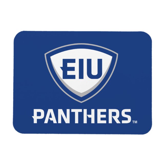 Östra Illinois Panthers Shield & Wordmark Logotyp Magnet (Horisontell)