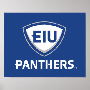 Östra Illinois Panthers Shield & Wordmark Logotyp Poster