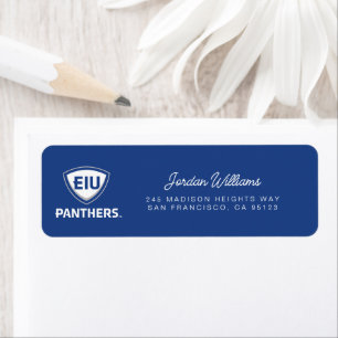 Östra Illinois Panthers Shield & Wordmark Logotyp Returadress Etikett