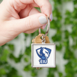 Östra Illinois Universiteten Panthers Logotyp Fyrkantig Silverfärgad Nyckelring