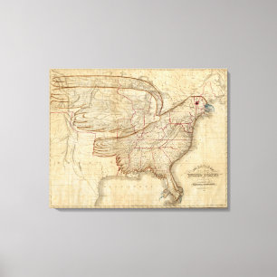 Östra Karta i Förenade Stater Canvastryck