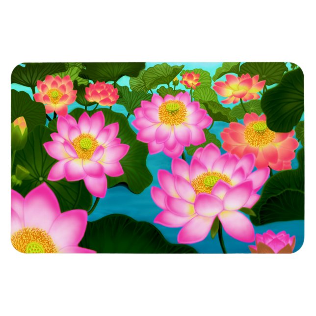 Östra Lotus Vatten Garden Premium Magnet (Horisontell)