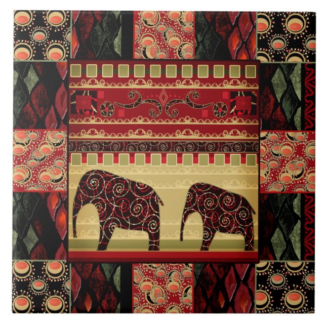 Östra Nationellt mönster. Patchwork . Kakelplatta (Framsidan)