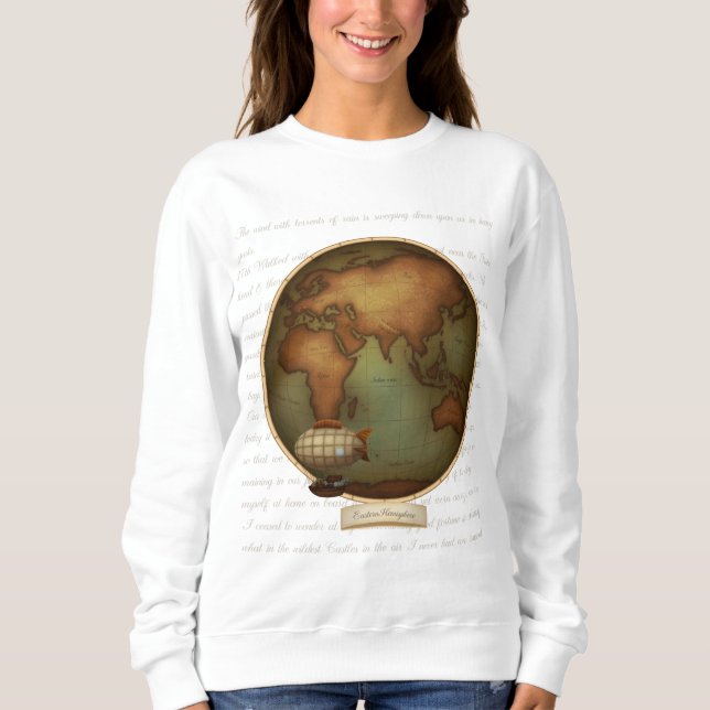 Östra och Western hemisfär Karta 2-sidig T Shirt (Framsida)