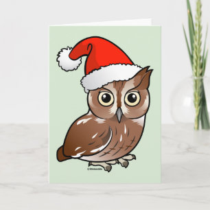 Östra Screech Uggla Santa Helgkort