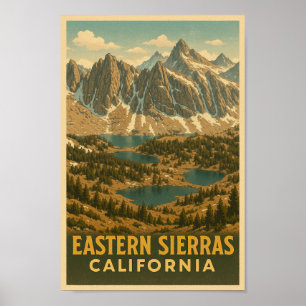 Östra Sierra Kalifornien Vintage resor Poster