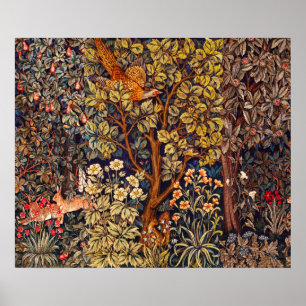 ÖSTRA SKOGSDJUR, harar, fasaner, brun Blommigt Poster