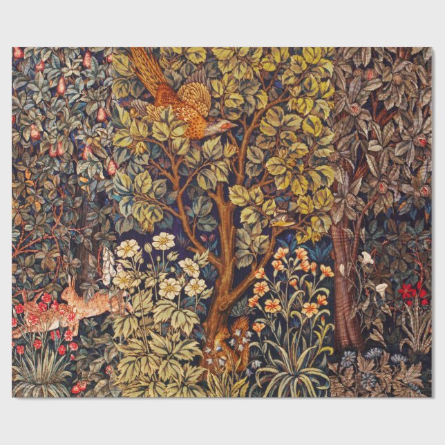 ÖSTRA SKOGSDJUR, harar, fasaner, brun Blommigt Presentpapper (Platt)