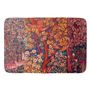 ÖSTRA SKOGSDJURHÄDER,Fjäderfä,Röd Blommigt Badrumsmatta