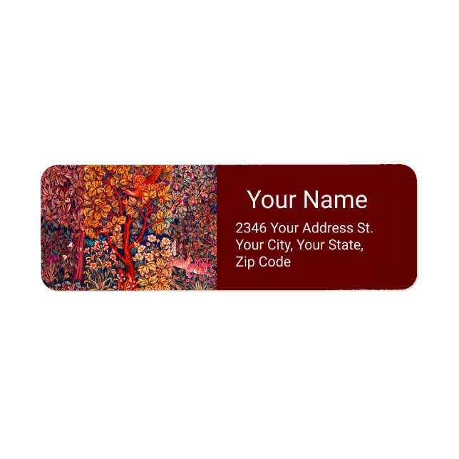 ÖSTRA SKOGSDJURHÄDER,Fjäderfä,Röd Blommigt Returadress Etikett (Framsidan)