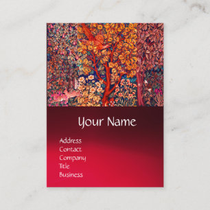 ÖSTRA SKOGSDJURHÄDER,Fjäderfä,Röd Blommigt Visitkort