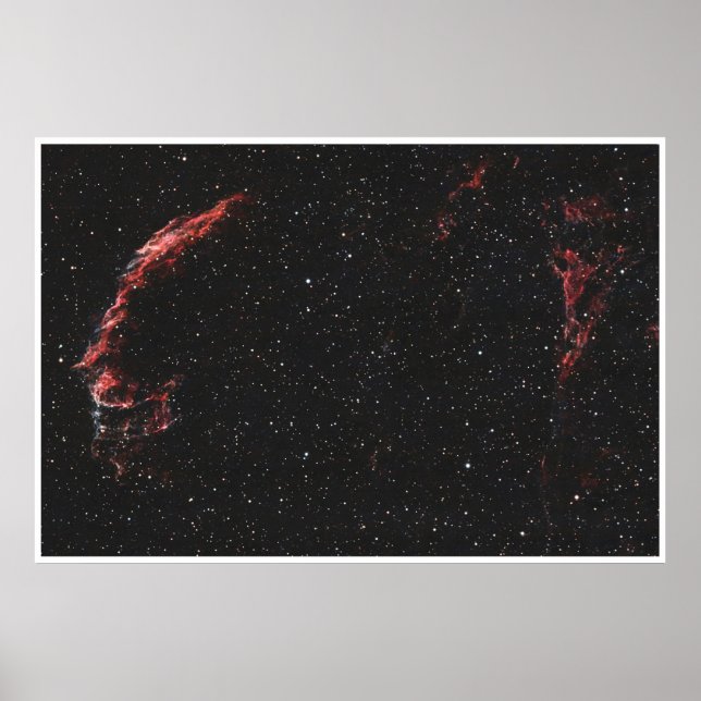 Östra slöjnebulosan Kosmisk djuprymdsfotografering Poster (Framsidan)