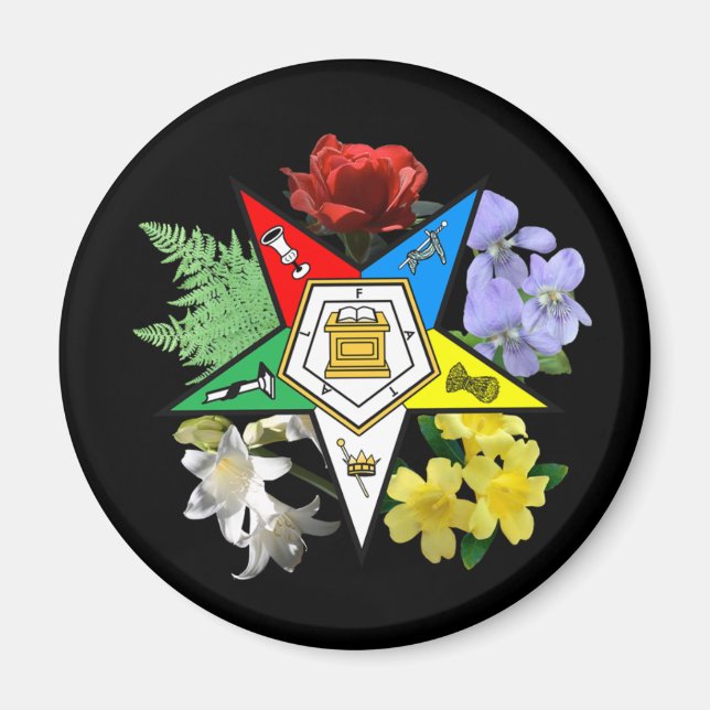 Östra Star Blommigt Emblem magnet (Framsidan)