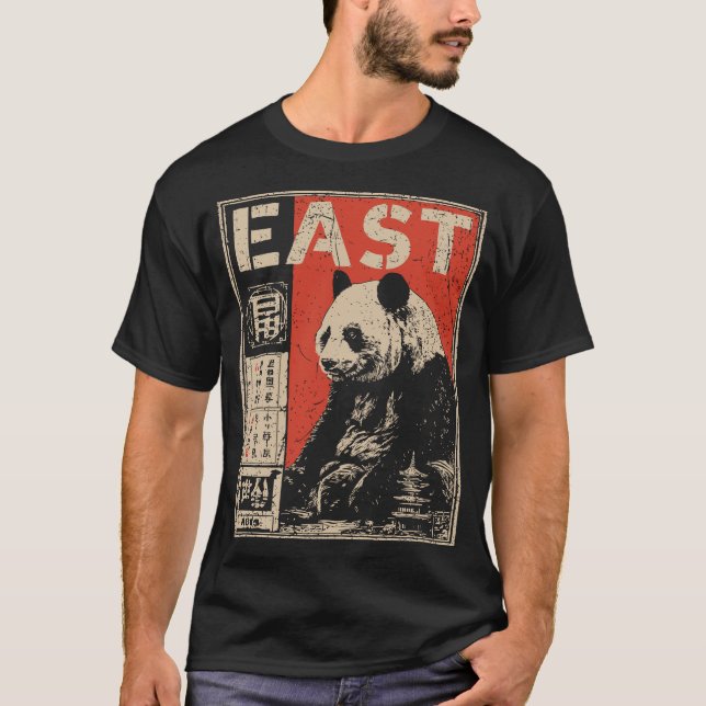 Östra Stillness - Panda Study with Ideograph T Shirt (Framsida)