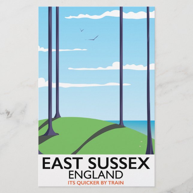 Östra Sussex, England tåg affisch Brevpapper (Framsida)