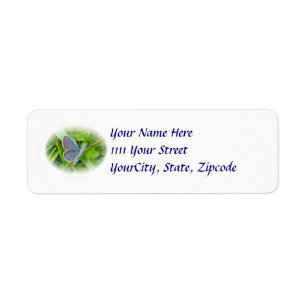 Östra Tails Blue Butterfly Address Label Returadress Etikett