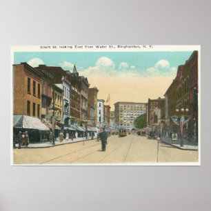 Östra View of Court Street från Vatten Street Poster