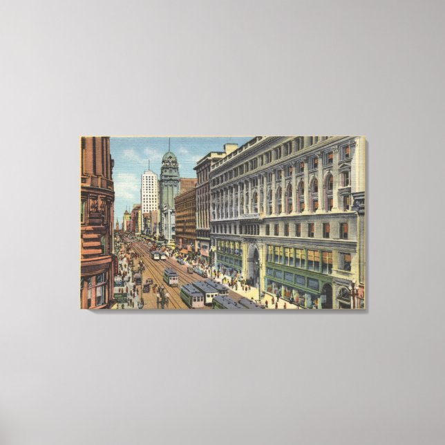 Östra View of Market St från Powell St. Canvastryck (Framsida)